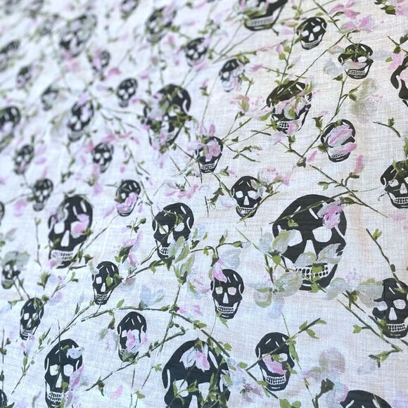 ALEXANDER MCQUEEN Classic Skull-Print Frayed Scarf - Picture 5 of 6